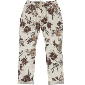 Beige & brown floral Italian Magic Pants